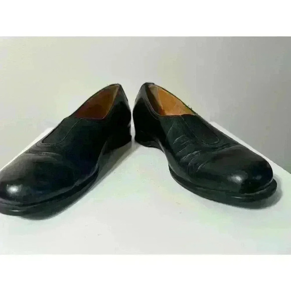 1803 Leather Black Colored Loafers Low Wedge Size EU 36 Handmade in Portugal - Picture 6 of 8